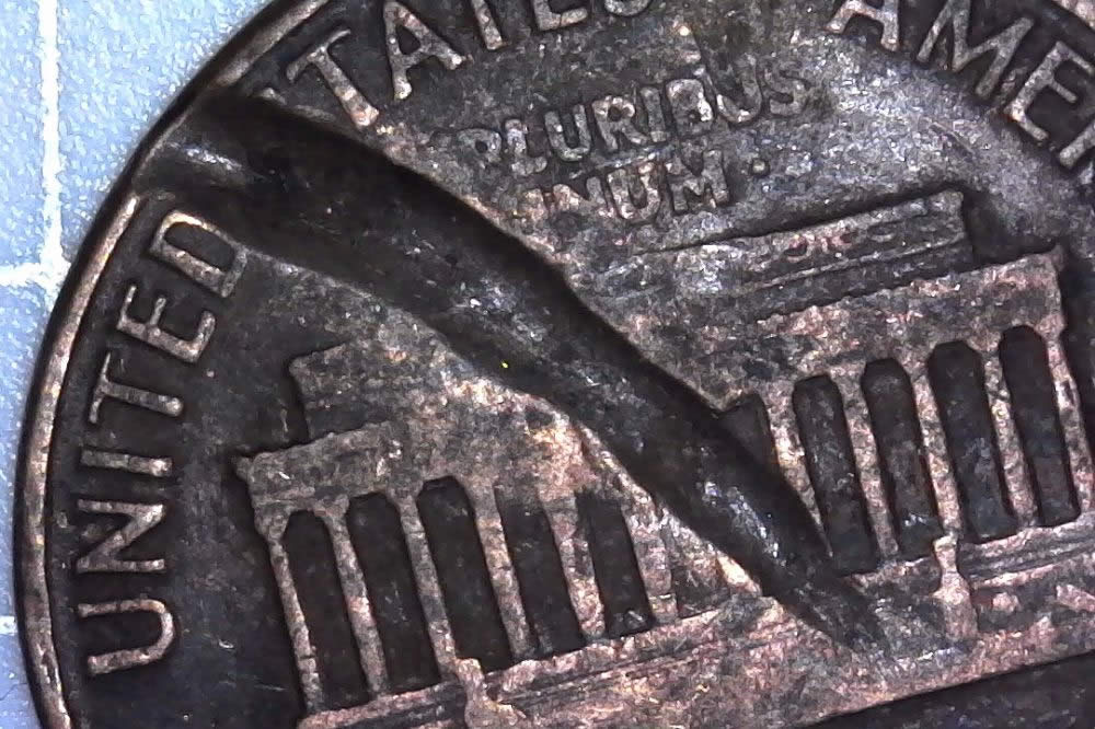 1964-D-Lincoln-Memorial-Cent-With-Huge-Struck-Through!